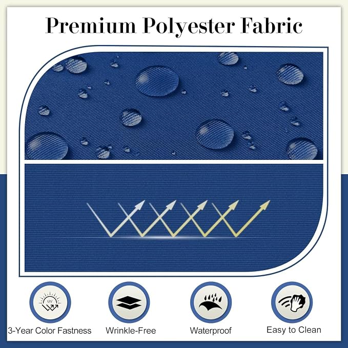 Cozyide Outdoor Chair Cushions, Waterproof Patio Seat Cushions with Adjustable Straps, Round Corner Patio Chair Cushions for Garden, Royal Blue, 17x16x2 Inch (Pack of 2)