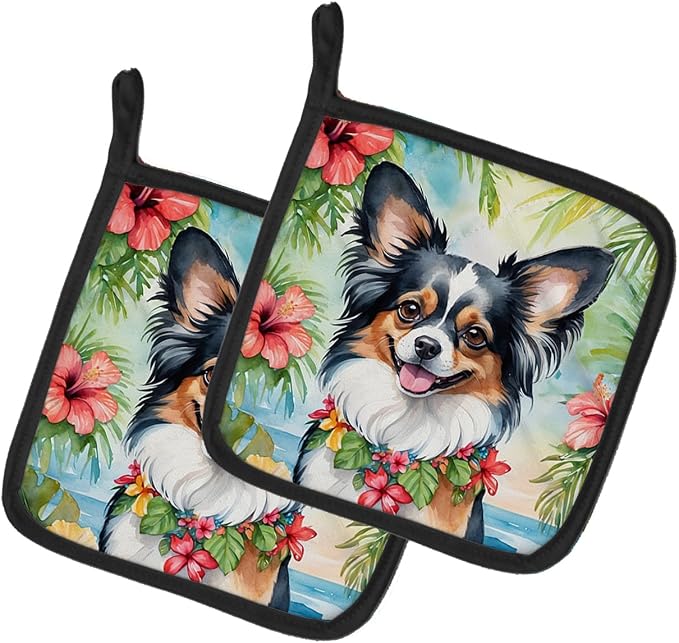 Caroline's Treasures Papillon Luau Pair of Pot Holders Kitchen Heat Resistant Pot Holders Sets Oven Hot Pads for Cooking Baking BBQ, 7 1/2 x 7 1/2