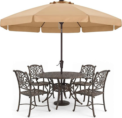 ABCCANOPY 10ft Scalloped Patio Umbrella, Outdoor Table Umbrella with Tilt and Crank, Fiberglass Ribs Deck Umbrella for Patio, Pool, Garden, Picnic (Khaki)