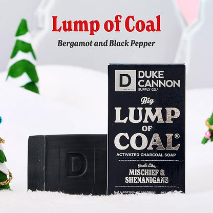 Duke Cannon Big Brick of Soap Holiday 4-Pack for Men – 10 oz Each – Long-Lasting Triple-Milled Bar Soaps in Holiday Scents: Lump of Coal, Illegally Cut Pine, Santa's Pipe Smoke, White Elephant
