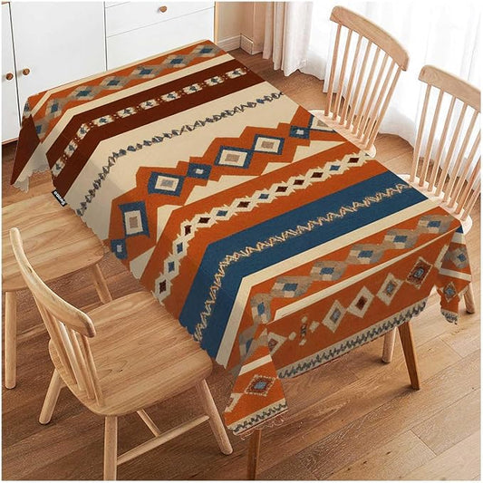 Swono Tribal Patterns Rectangular Tablecloth Vintage Geometric Native Southwestern Style Washable Table Cloth Kitchen Dining Room Table Cover for Party Dinner 50x72 Inch Tablecloths