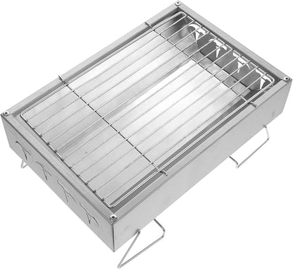 INOOMP Foldable Stainless Steel Bbq Grill Rack Outdoor Charcoal Barbecue Cooking Stove for Camping Hiking Picnic 36x26.5x17.5cm Portable Grill Tool