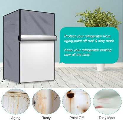 Outdoor Refrigerator Cover Outdoor Dustproof Freezer Covers for Protecting Upright Freezers/Beverage Refrigerator Compact 3.0 Cubic Foot Freezer (Silver-22" x 23" x 34")