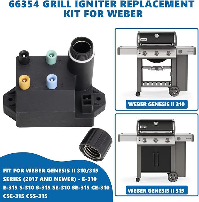SafBbcue 66354 Grill Igniter Kit for Weber Genesis II GS4 Grills - Replacement for 310/315 Series (E310, S310, E315, S315, SE310, SE315, CE310, CE315)