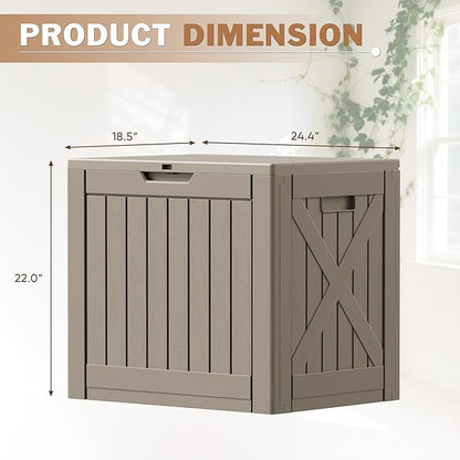 Patiowell 43 Gallon Resin Deck Box, Outdoor Storage Box for Patio Furniture, Deliveries, Pool Supplies,Waterproof and Lockable (Brown)