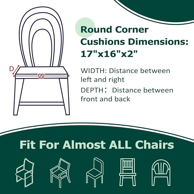 HARBOREST Outdoor Chair Cushions Set of 4, Water Resistant Patio Chair Cushions with Ties, Outdoor Seat Cushions for Patio Furniture, 17"x16"x2", Black/White Diamond
