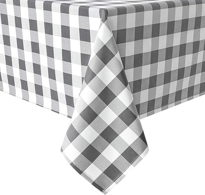 Hiasan Checkered Rectangle Tablecloth - Stain Resistant, Waterproof and Wrinkle Resistant Washable Table Cloth for Dining Room, 30 x 60 Inch, Grey and White Gingham Pattern
