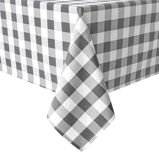 Hiasan Checkered Square Tablecloth - Stain Resistant, Waterproof and Wrinkle Resistant Washable Table Cloth for Dining Room, 30 x 30 Inch, Grey and White Gingham Pattern