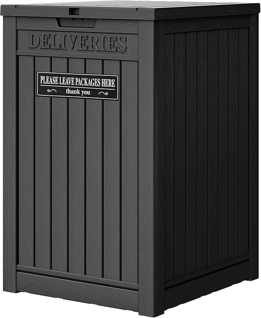 LHBGO Package Delivery Box for Outside, 48 Gallon Storage with Lockable Secure, Large Double Wall Resin Outdoor Package Delivery Waterproof Deck