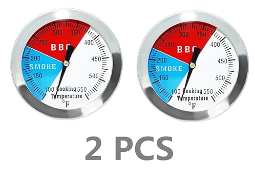 2 Inch BBQ Thermometer Gauge - 2 Pcs Charcoal Pit Smoker Temp Gauge - Replacement for Smoker Grill Wood Charcoal Pit, Temp Thermometer