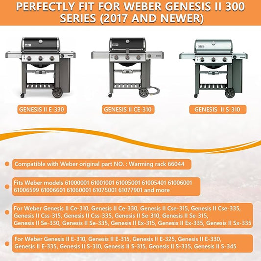 66044 Grill Warming Rack for Weber GS4 Genesis II 300 Series, Genesis II E310 E315 E320 E330 E335 S315 Grill Parts,Upgrade Two-sided Rack Replacement Parts for Weber Genesis 2 Grill Accessories