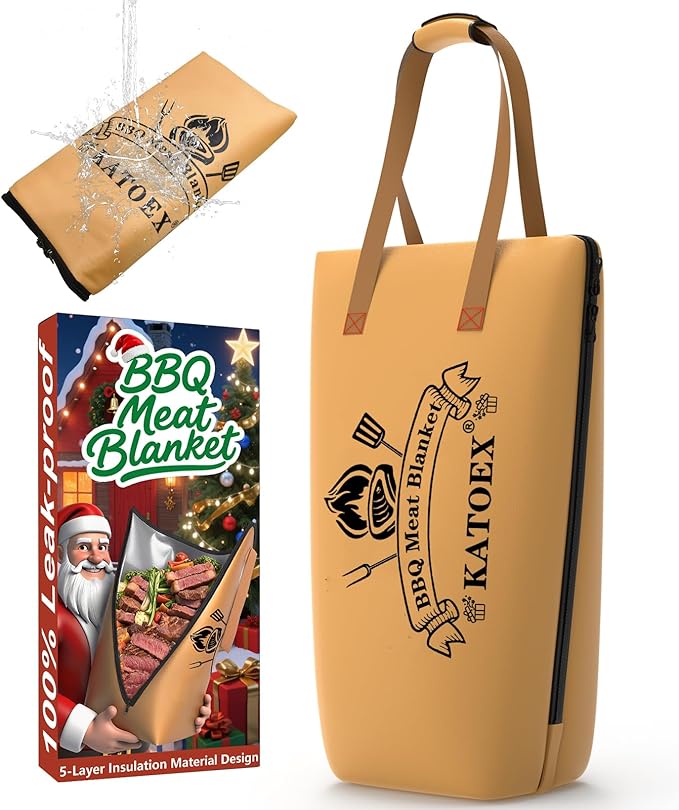 BBQ Blanket for Resting Meat, Smoker Meat Insulated Resting Bag made of Washable Oxford Cloth, Large Brisket Resting Blanket– Gifts for Men, Dad, BBQ Lovers, Christmas Gifts (21in New Brown)