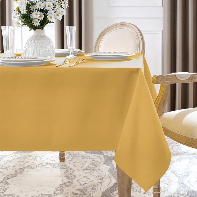 Softalker Rectangle Tablecloth, Waterproof Table Cloths Wrinkle Free Fabric Washable Polyester Table Cover for Dining Tables Party Outdoor Camping Parties Buffet - 60 x 120 inch, Gold