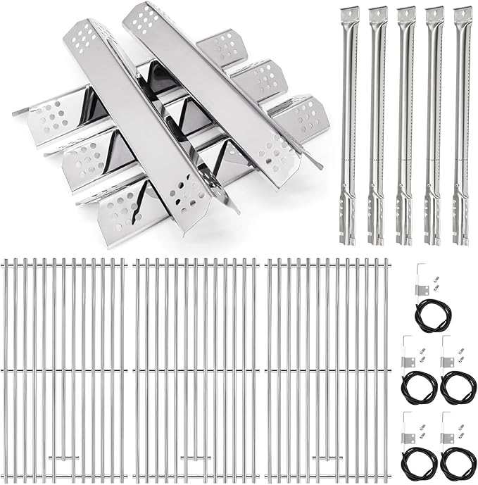 Criditpid Grill Repalcement Parts for Kitchen Aid 720-0826E 720-0709C 860-0003C, Grill Burner, Heat Plate, Igniter & Cooking Grates for Jenn Air Grill Parts 720-0727 740-0711.
