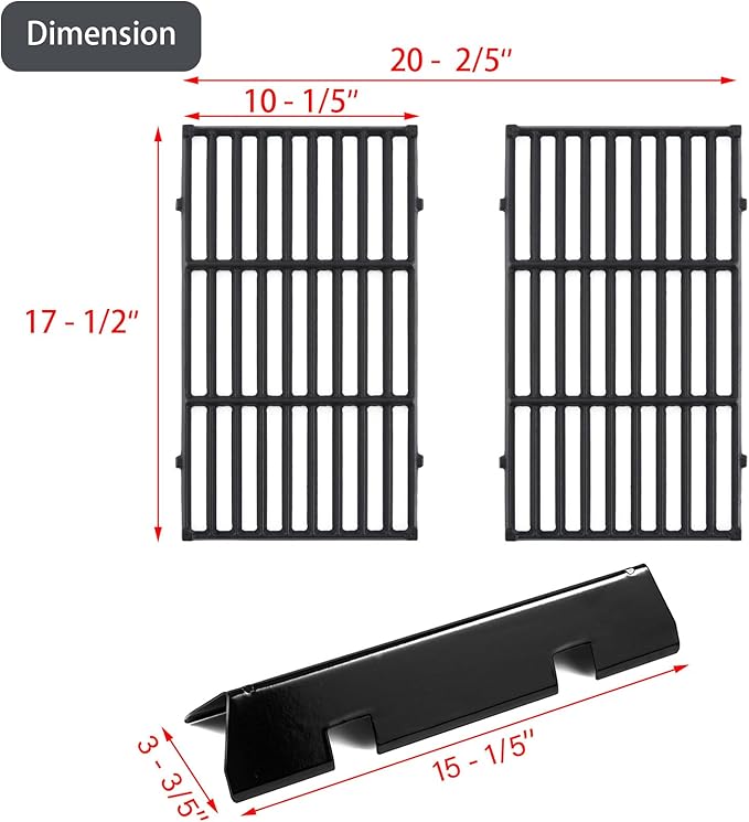Spirit Grill Replacement Parts 7637 Grates 7635 Flavorizer Bars for Weber Spirit and Spirit II 200 Series Grills with Front Mount Controls E-210 E-215 E220 S210 S-215 S220 II E-210 II S-210 E210