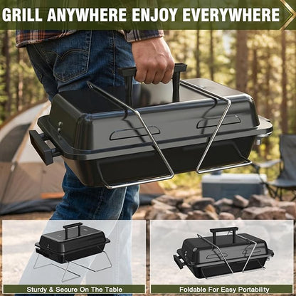 BESTFIRE Portable Propane Gas Grill with New 2-in-1 Valve - Compatible with Large Tank & Small Cylinder, Gas Grill with Foldable Legs & Adjustable Regulator,Heavy Duty, Perfect for Outdoor Camping