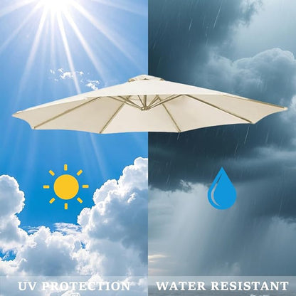 10ft/9ft/7.5ft Patio Umbrella Replacement Canopy for 6/8 Ribs, Outdoor Market Patio Table Umbrella Top Canopy Cover for Backyard Garden Courtyard Swimming Pool