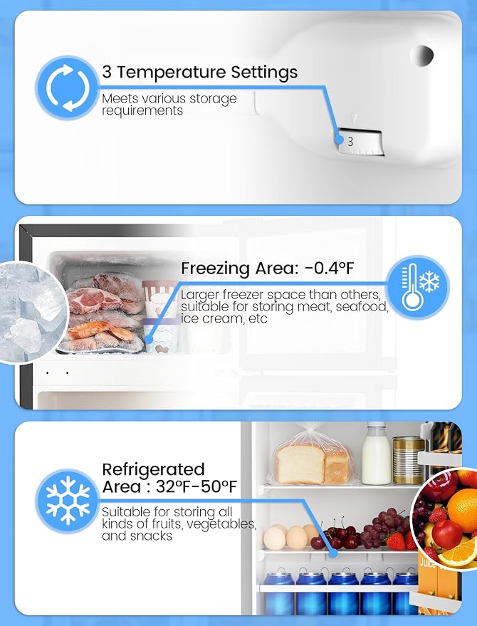 COWSAR 2.5 Cu.Ft Mini Fridge with Freezer, Double Reversible Door Compact Apartment Refrigerator with 2 Removable Shelves, Commercial Dorm Fridge for Bedroom, Office, Kitchen, Dorm, Silver