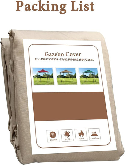 SCOCANOPY Grill Replacement Canopy BBQ Gazebo Top Compatible with Aldi Gardenline Belavi Shoprite Grill Gazebo,for Model Number: 43472,812576,822694,31937-17,21581,(Light Beige)