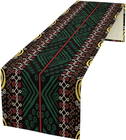 African Geometric Tribal Table Runner Vintage Abstract Ethnic Aztec Traditional Seasonal Summer Holiday Dinner Runner for Farmhouse Kitchen Dinner Table Party Decoration 13x90in