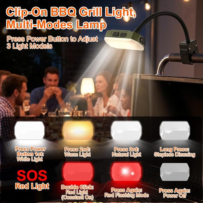 Grill Lights for Outdoor Grill, Rechargeable Grill Light BBQ Lights