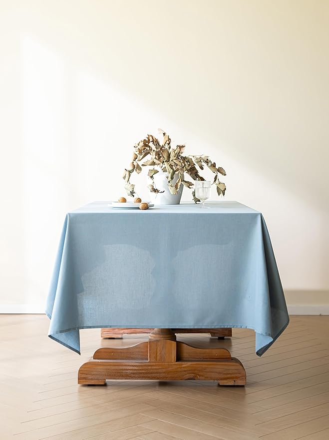 Blue Linen Table Cloths for Rectangle Tables Farmhouse Neutral Tablecloth Rectangular Kitchen Decoration Dining Table Cover Washable 60x102