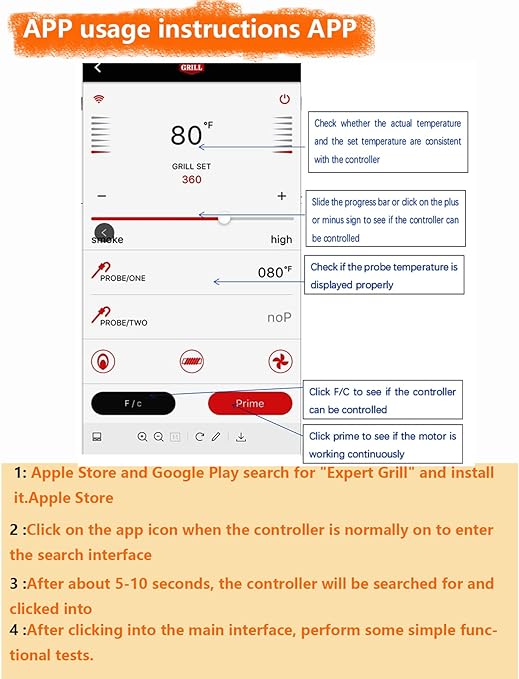 Replacement Expert Grill Digital Thermostat Controller Board with Bluetooth Function, can Connect to Mobile APP, Suitable for Expert 、Komoda and Smoking Machine XG1136224169002