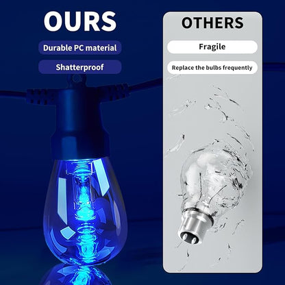 CAWWS Outdoor String Lights 75FT, Outdoor Lights for Patio with 30 Dimmable RGBW LED Bulbs, IP66 Waterproof Shatterproof, with APP Control & Remote, 24V Adapter Color Change,for Backyard Décor