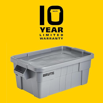 Rubbermaid Commercial Products BRUTE Tote Storage Container with Lid, 14-Gallon-included, Rugged/Reusable Boxes for Moving/Storing in Garage/Basement/Attic/Jobsite/Truck/Camping, Gray | Built for rigorous daily use, stacking securely to maximize valuab...
