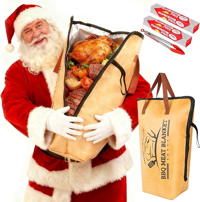 21" BBQ Blanket for Resting Meat, Insulated Smoker Meat Resting Bag for Brisket/Pork Shoulder/Turkey Juicy & Tender, with Accessories - Christmas Stocking Stuffers Anniversary Gifts for Men BBQ Lovers