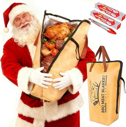 21" BBQ Blanket for Resting Meat, Insulated Smoker Meat Resting Bag for Brisket/Pork Shoulder/Turkey Juicy & Tender, with Accessories - Christmas Stocking Stuffers Anniversary Gifts for Men BBQ Lovers