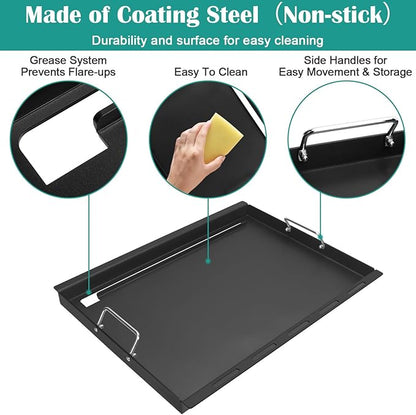 Full-Size Griddle Inserts for Weber Spirit & Spirit II 300 Series, Flat Top Grill Griddle for Weber Spirit S-310 S-320 E-310 E-320 GS4 Spirit II E-310, Rectangular Griddle Replace for 6787