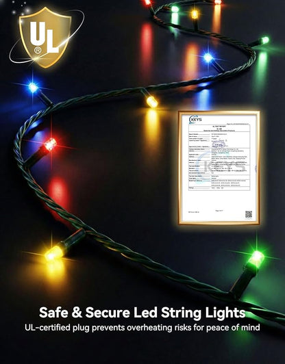 LitHome 164FT 500 LED String Lights Outdoor Indoor, 8 Modes Waterproof Christmas String Lights with Timer & Memory Function, Outdoor Christmas Lights Green Wire for Xmas Tree Party Garden, Multicolor