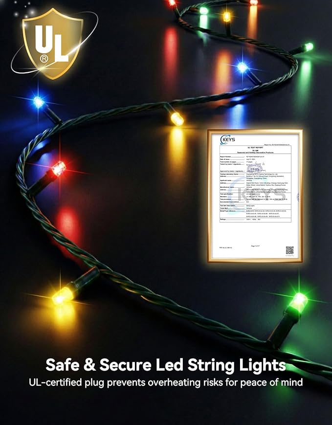 LitHome 99FT 300 LED String Lights Outdoor Indoor, 8 Modes Waterproof Christmas String Lights with Timer & Memory Function, Outdoor Christmas Lights Green Wire for Xmas Tree Party Garden, Multicolor