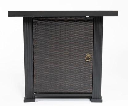 KEIKI 28 Inch Square Propane Fire Pit Table, Outdoor Gas Patio Heater with Metal Tabletop, 50000 BTU Backyard Firepit with Lid and Stones