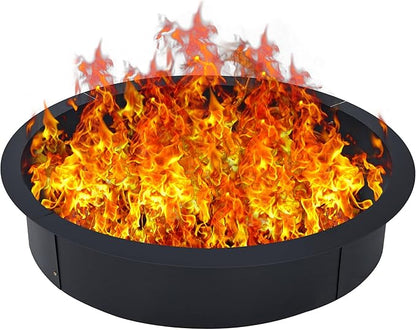 39" Fire Pit Ring - 2.55MM Fire Ring for Outside Fire Pit, Above In-Ground Firepit,Outside Wood Burning DIY,39"x45"x10", Black