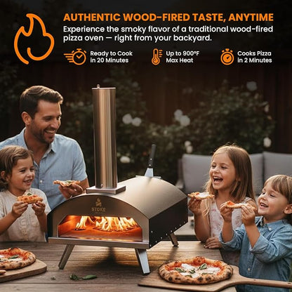 Stoke 16 Inch Outdoor Pizza Oven – Portable Outdoor Pizza Maker for Backyard, Camping, or Tailgating – Stainless Steel Multi-Fuel Oven with Pizza Stone & Accessories