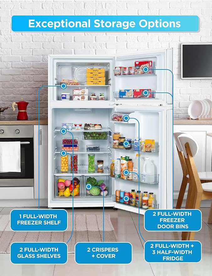 Commercial Cool 20 Cu. Ft. Top Mount Refrigerator with Freezer, 2-Door Refrigerator with Top Freezer and Adjustable Temperature Control, Ice Maker Ready, Energy Star Certified, White | 2-Door Refrigerator with Top Freezer, Adjustable Temperature Contro...