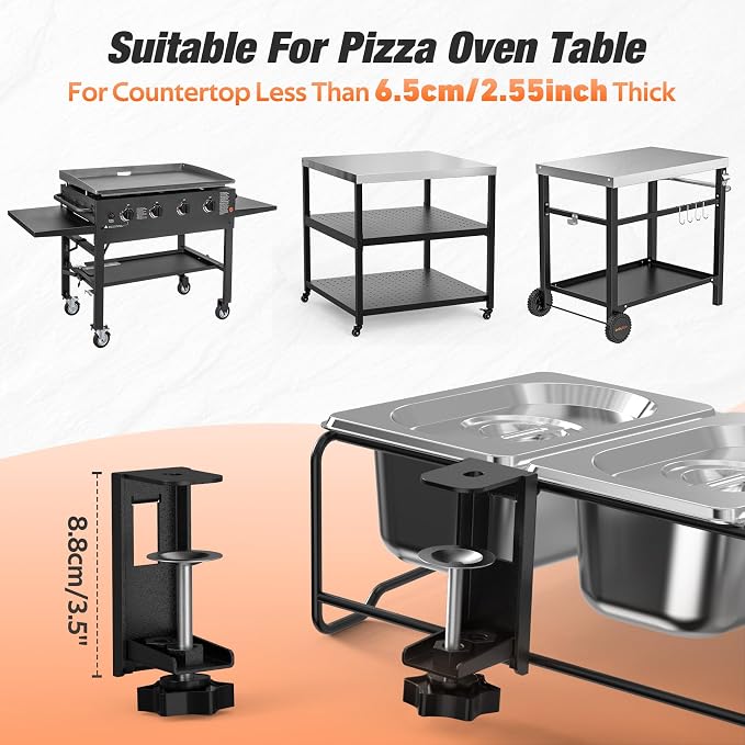 onlyfire Pizza Topping Station, Stainless Steel Seasoning Containers | With Lid, Condiment Serving Container, Pizza Oven Accessories for Grill Table Cart, Kitchen and Outdoor Oven Table