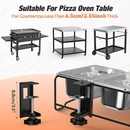 onlyfire Pizza Topping Station, Stainless Steel Seasoning Containers | With Lid, Condiment Serving Container, Pizza Oven Accessories for Grill Table Cart, Kitchen and Outdoor Oven Table