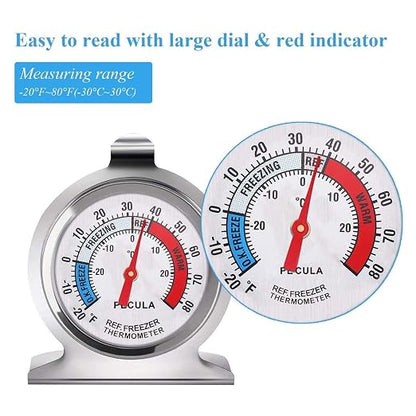 6 Pack Refrigerator Thermometer, 30-30°C/20-80°F, Classic Fridge Thermometer Large Dial with Red Indicator Thermometer for Freezer Refrigerator Cooler