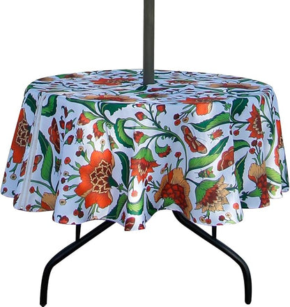 EHouseHome 70 inch Round Floral Tablecloth, Polyester, Waterproof, Zippered, Umbrella Hole, Perfect for BBQs, Parties, Gatherings