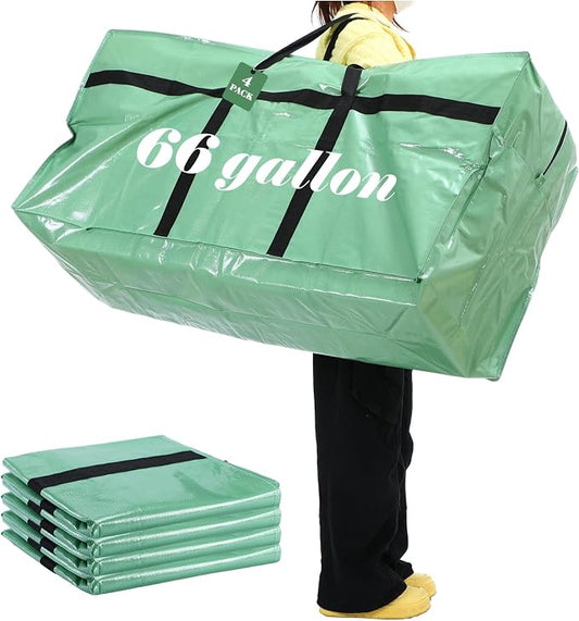 4 Pcs 66 Gallon Extra Large Moving Bags Heavy Duty Storage Bag with Strong Zipper Handle Foldable XXL Jumbo Storage Tote Packing Moving Box for College Dorm Travel Cloth Duffle (Teal)