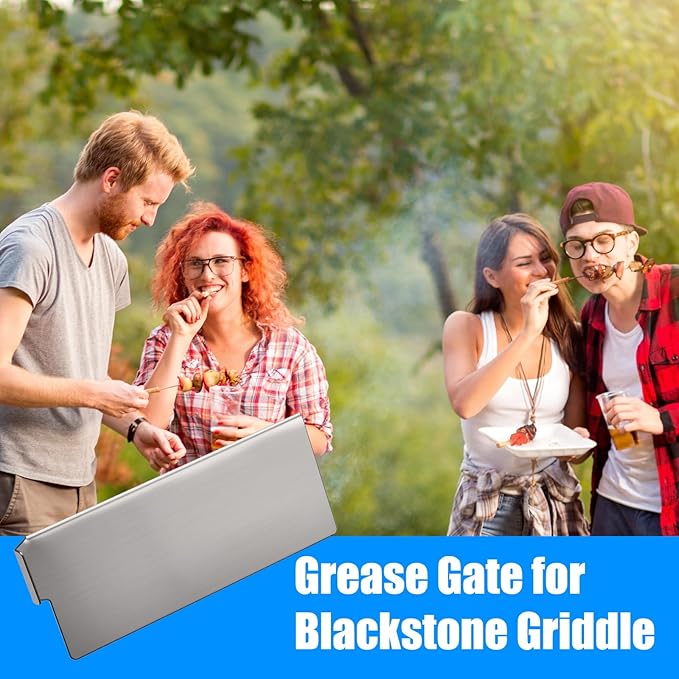 Grease Trap Blocker for Blackstone Griddle to Prevent Food Falling Stainless Steel Rear Grease Gate for Blackstone Flat Top Griddle 2.36 inches in high, 5.5 inches in wide - 2 pack