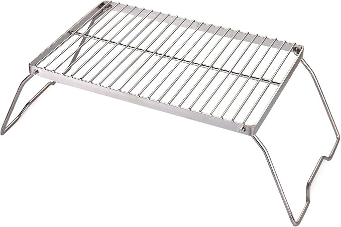 YOPAY Folding Campfire Grill with Legs Carrying Bag, 304 Stainless Steel Grate Barbeque Grill, Heavy Duty Portable Camping Grill for Picnics, Backpacking, Outdoor, 13.6 Inch × 9 Inch × 6.5 Inch