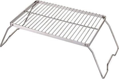 YOPAY Folding Campfire Grill with Legs Carrying Bag, 304 Stainless Steel Grate Barbeque Grill, Heavy Duty Portable Camping Grill for Picnics, Backpacking, Outdoor, 13.6 Inch × 9 Inch × 6.5 Inch
