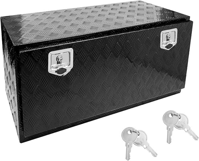 36" x 18" x 18" Truck Tool Box Pickup Truck Bed Toolbox Heavy Duty | Aluminum Underbody Truck Box Fit For RV Trailers Storage Organizer with Lock & Keys Black