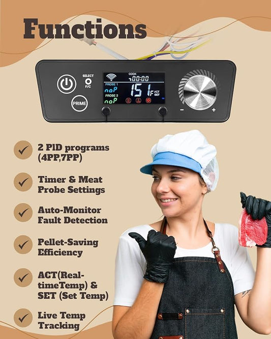 JZW-Shop WiFi APP Control PID Control Board Replacement Compatible with Pit Boss 3/4/5/7 Series Pellet Smokers, PBV3P1/PBV4PS1/PBV5P1 Series
