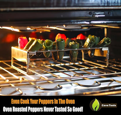 Cave Tools Jalapeno Corer Tool Grill Topper for Cooking Peppers, Chicken Legs & Wings or Chili - 24 Capacity Racks- BBQ Grill and Smoker Accessories, Dishwasher Safe