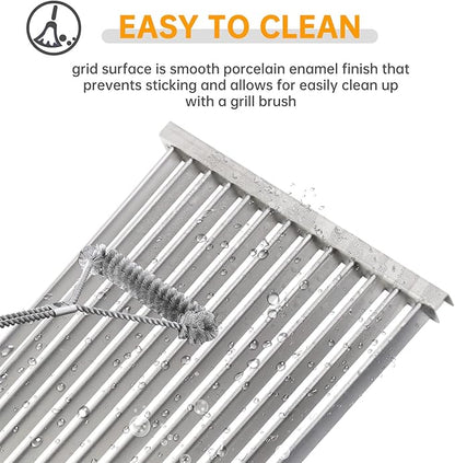 17.4 x 11.8 Inch Stainless Steel Cooking Grid Grates Replacement for Weber Spirit 300 Series for Genesis Silver/Gold B & C,2 Pack